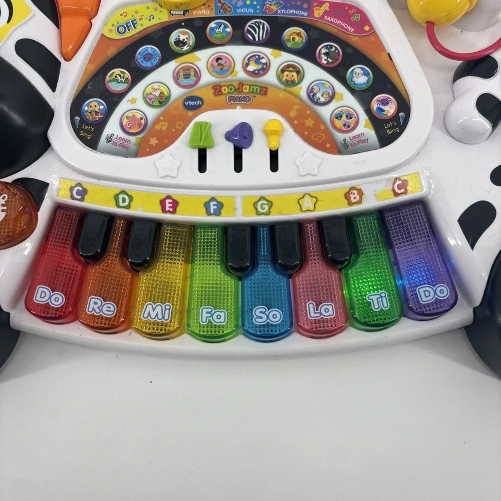 VTech Zebra Piano Zoo Jamz Toddler Learning Toy -‎ Lights & Sounds Works Great!